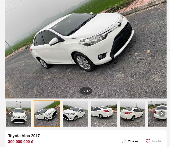 Toyota Vios đời 2017 là một trong những mẫu xe cũ trong tầm giá 300 triệu đồng