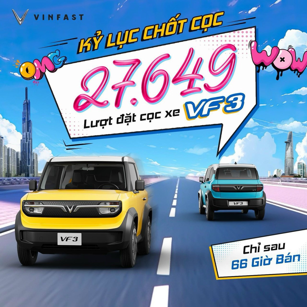 Vinfast ghi nhận gần 28.000 đơn đặt cọc mua xe VF 3 sau 66 giờ 