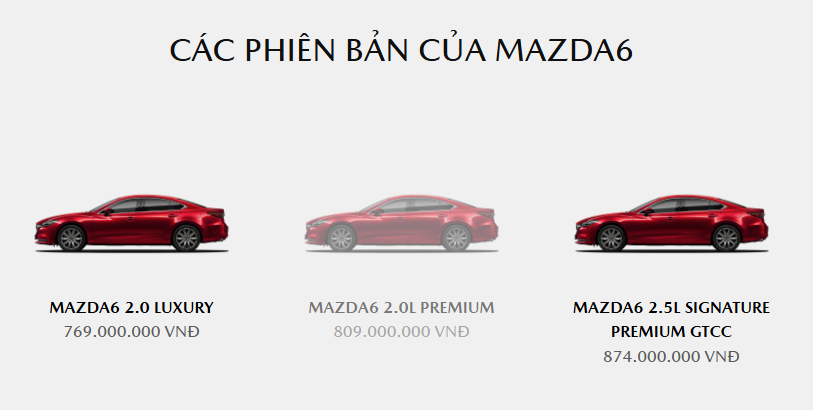 Mazda 6 phiên bản 2.5 đã hiển thị trở lại trên website của hãng