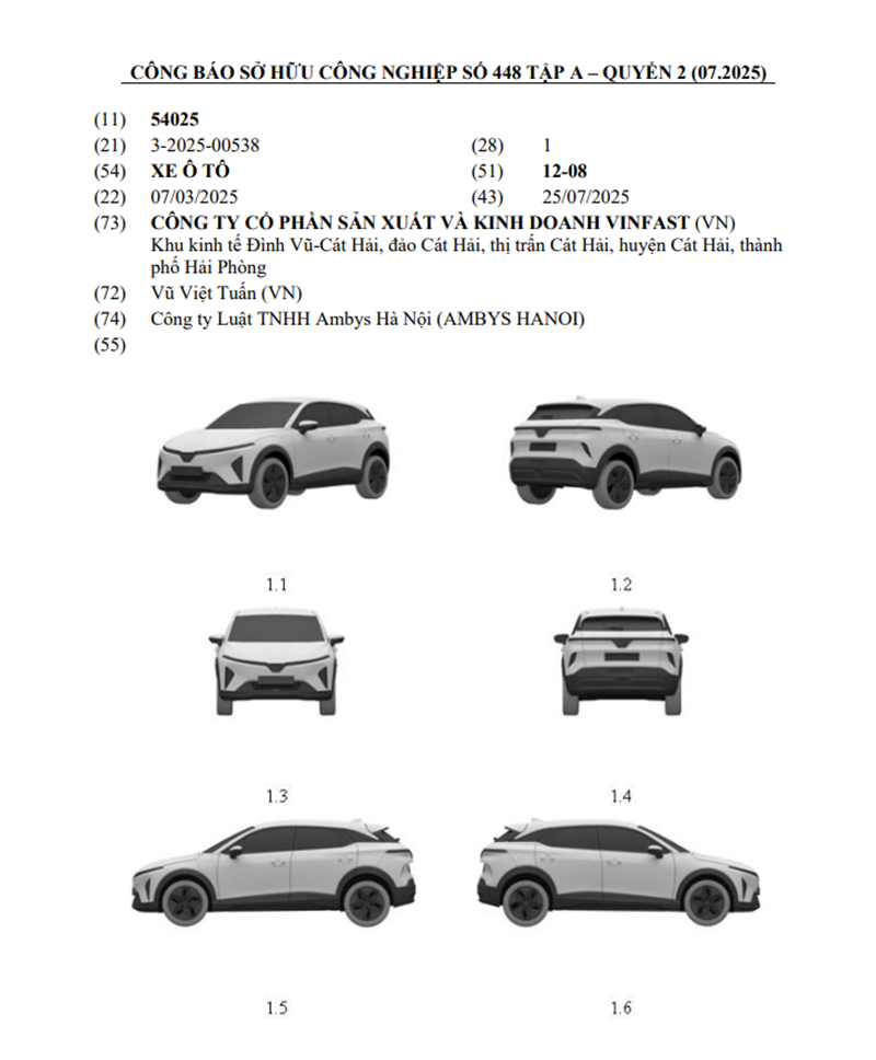 VinFast đăng ký bản quyền thiết kế SUV điện hoàn toàn mới tại Việt Nam
