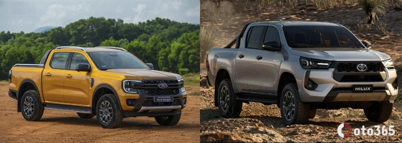 Ngoại thất Ford Ranger và Toyota Hilux